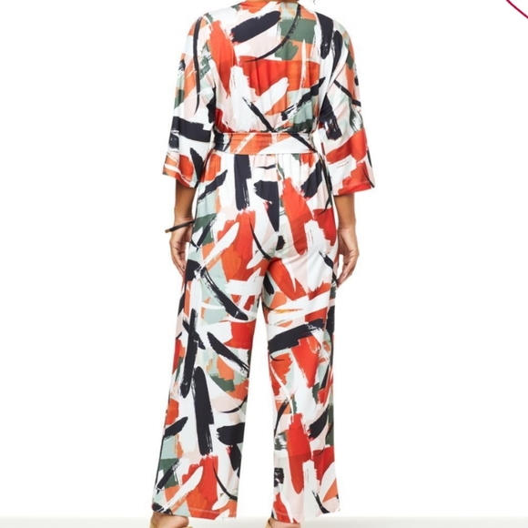 Everyday Jones by Madeline Jones large pants jumpsuit large spice/fire print - Picture 6 of 9